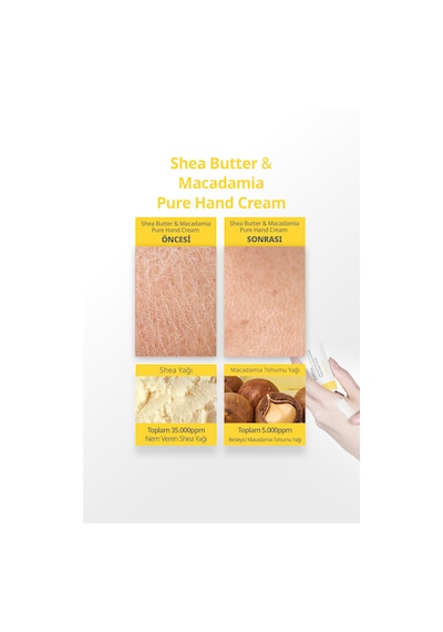 Yoğun Nem Veren Besleyici El Kremi Kundal Shea Butter & Macadamia Pure Hand Cream 50ml Ylang Ylang