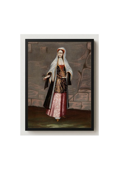 Osmanlı Vanmour Mikonos Adasından Bir Kadın Çerçevesiz Poster 21x30 Cm A4 Tablo Osmanlı Türk Resmi