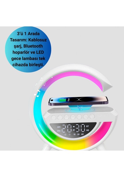 15w Kablosuz Şarjlı Led Atmosfer Lambası 13 Renk Modlu Dijital Ekranlı