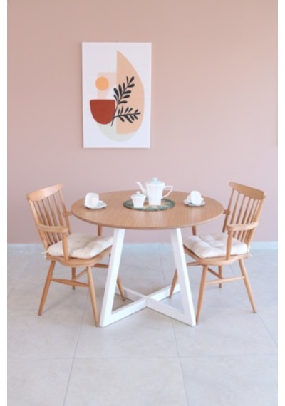 BAMBU Renk Yuvarlak Yemek Masası, Modern BAMBU MDF  Yemek Masası,
