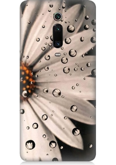 Xiaomi Mi 9t Uyumlu Papatya Ve Su Damlaları Desenli Silikon Kılıf