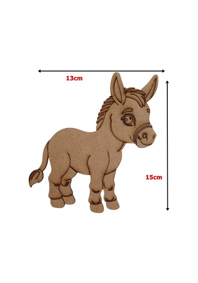 Boyanabilir Ahşap Eşek Figürü 15x13 Cm 10 Adet