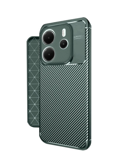 Redmi Note 14 4g Kılıf Auto Focus Karbon Kapak - Koyu Yeşil Çok Renkli