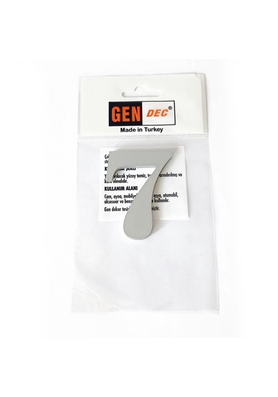 Gendec Kapı Numarası 7Cm No:7 Metalik Gri Kendinden Yapışkanlı Nu