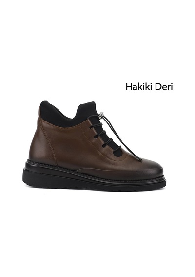 Gönderir Kadın Kahverengi Fermuarlı Bağcıklı Hakiki Deri Bot Dkzb80042993