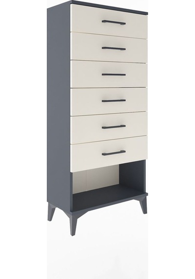 Arges Dolap 6 Çekmeceli 60x30x134 Antrasit-aytaşı Antrasit