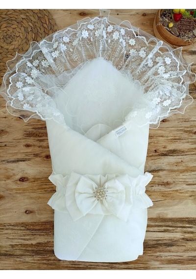 Ballerina Prizma Bebek Kundağı Unisex Bebek Dış Kundak Battaniyesi Hastane Çıkışı Kundak Battaniye Ekru