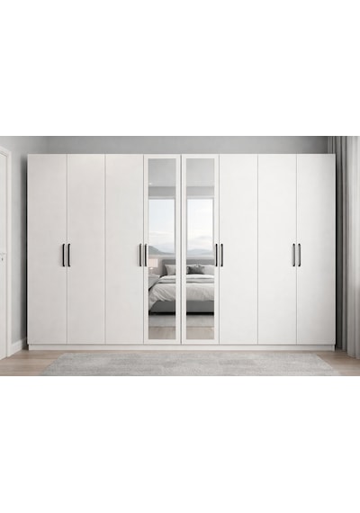 Monara Tamamı Mdf 8 Kapaklı Dolap Gardırop Beyaz