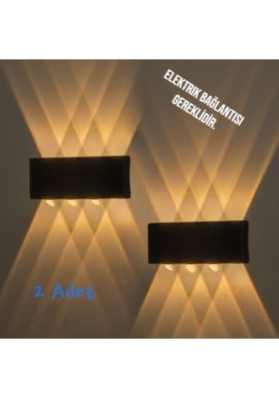 2 Adet 15 Watt, Amber Işık Ledli Çok Kaliteli İç Ve Dış Mekan Aydınlatma Armatürü Bahçe Duvar Apliği Amber