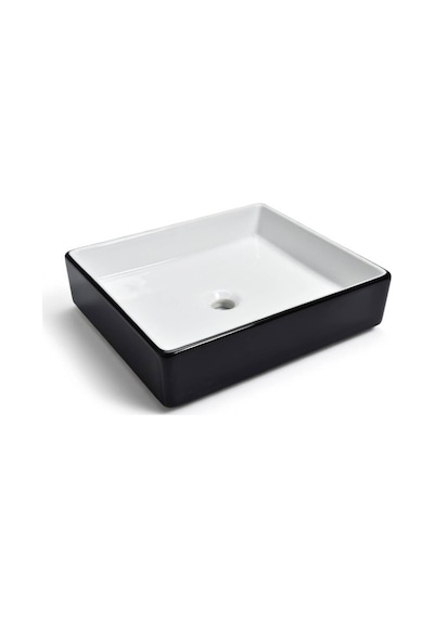 Ideal Standard - Tezgah Üstü Lavabo 50x41 Cm İç Beyaz Dış Siyah - 25051c- Beyaz, Siyah