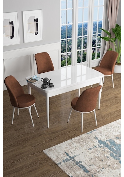 Canisa Han Serisi 70x114 Açılabilir Mdf Mutfak Masası Takımı Beyaz Masa 4 Kiremit Sandalye Masa Beyaz Sandalyeler Kiremit Canisa Han Serisi 70x114 Açılabilir Mdf Mutfak Masası Takımı Beyaz Masa 4 Kiremit Sandalye Masa Beyaz Sandalyeler Kiremit