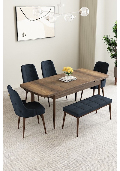 Clara Barok Desen 80x132 Açılabilir Mdf Masa Yemek Odası Takımı,mutfak Takımı 4 Sandalye 1 Bench Antrasit Clara Barok Desen 80x132 Açılabilir Mdf Masa Yemek Odası Takımı,mutfak Takımı 4 Sandalye 1 Bench Antrasit
