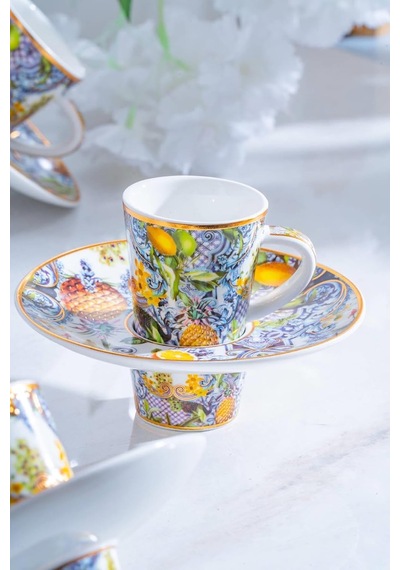 Capri 6 Kişilik Porselen Kahve Fincanı Takımı - 90 Ml Ryl-07038/8-cap Renkli Ryl-07038/8-cap Diğer