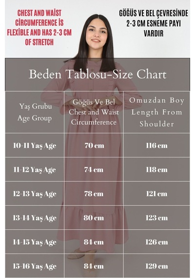 Genc Kiz Elbise Uzun Kollu Tesettür Uygun Jile Lila