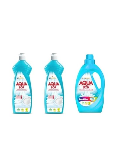 Aquabor Doğal Mineralli Bulaşık + Bulaşık + Sıvı Renkliler Set 0.75 LT - 2.5 LT - 12 KG