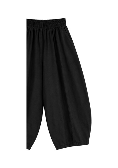 Vadon 1035 Kadın %100 Pamuk Gabardin Balon Paça Lastikli Bel Pantolon Siyah
