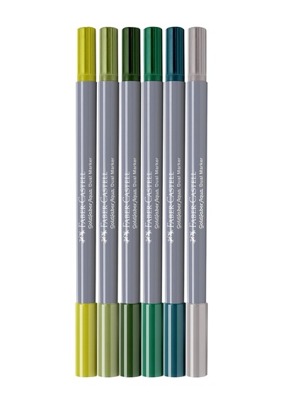 Faber-castell Goldfaber Aqua Çift Uçlu Markör, Kaligrafi, 6'li Jungle Genel