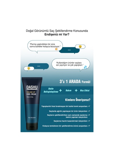 Hacim Veren, Dalgaları Belirginleştiren Saç Şekillendirici Krem Dashu Daily Volume Up Curl Cream