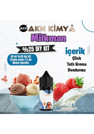 One Hit Wonder Milkman Yoğun Dıy Kit Çilek Krema Gıda Aroması %25 Oranda Aroma İçerir Hazır Değildir 30 Ml