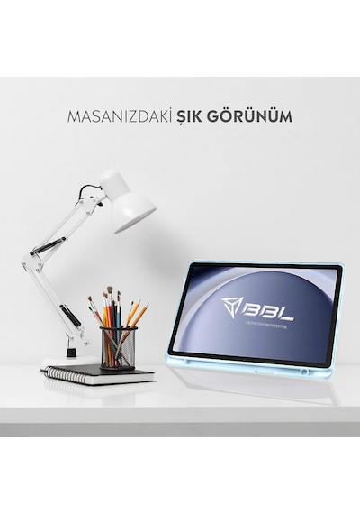 Apple İpad İle Uyumlu Kalem Bölmeli Trifolding Cover Tablet Kılıf Katlanabilir Standlı Otomatik Uyku Modlu Darbe Emici İnce Tasarım Mavi, İpad 10.nesil 10.9/ipad A16
