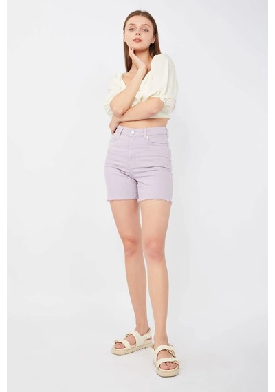 Banny Jeans Kadın Basic Paçası Kesik Jen Şort Lila