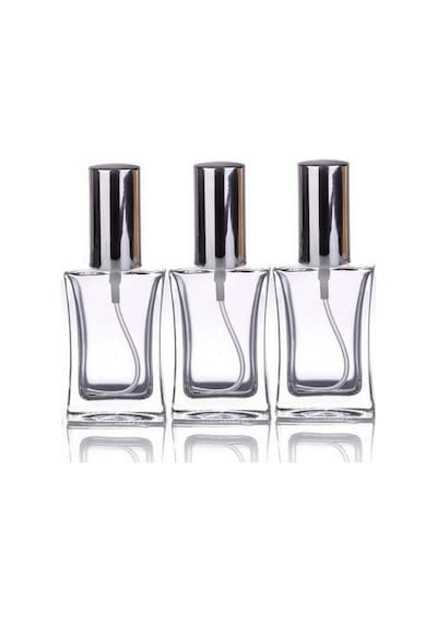 Paradise 3 Adet50 Ml Cam Kolonya Parfüm Valfli Boş Şişe Gümüş Rnk