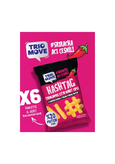 Hashtag Fırınlanmış Nohut Cipsi Sriracha Acı Çeşnili 6 Adet Trio Move