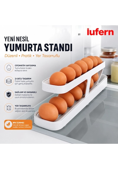 Özel Tasarım Yeni Nesil Yumurta Standı Pratik Buzdolabı Düzenleyici İki Katlı Mutfak Düzen Çok Renkli
