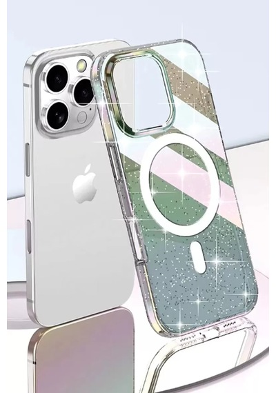 Joko Apple İphone 15 Pro Max Rasasi Simli Magsafe Kapak - Şeffaf