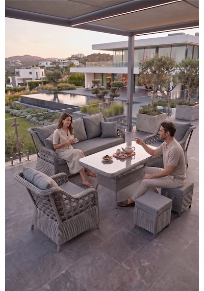 Frezya Serisi 1. Sınıf 3+1+1+2+2 Yastık Gri Rattan Gri Minder Bahçe Balkon Oturma Koltuk Takımı Frezya Serisi 1. Sınıf 3+1+1+2+2 Yastık Gri Rattan Gri Minder Bahçe Balkon Oturma Koltuk Takımı