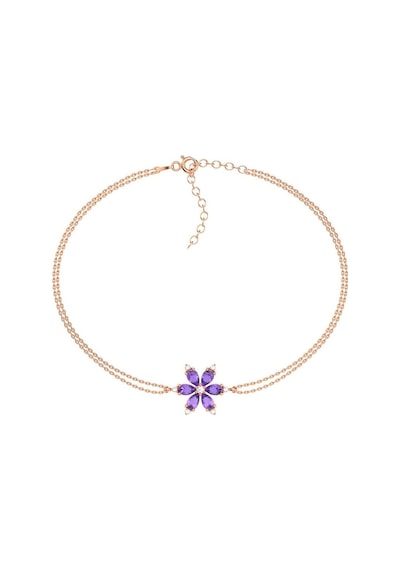 Mor Taşlı Lotus Çiçeği Bayan Bileklik Bbb22 Rose Gold