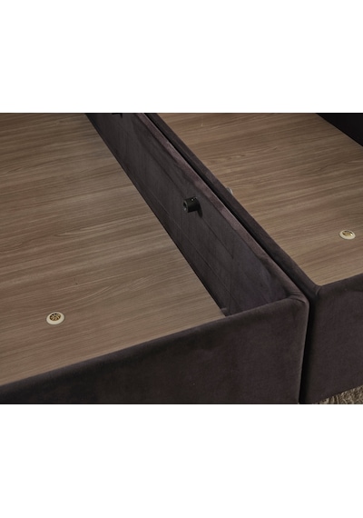 Nironyatak Niron Ela Baza - 90X200 Cm Tek Kişilik Sandıklı Siyah Kumaş Baza
