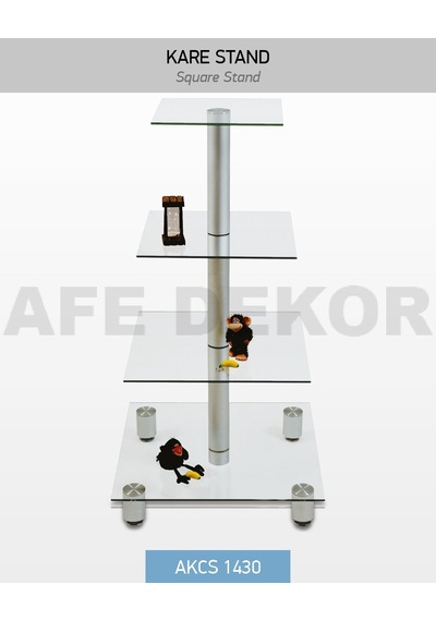 Aferafsistemleri Kare 4 Katlı Cam Stand, Teşhir Standı, Camlı Stand