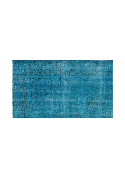 El Dokuması Vintage Yün-pamuk Turkuaz Halı 16555 163 X 282 Cm