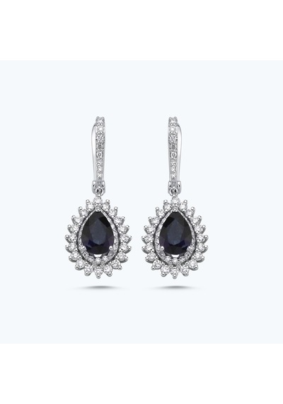 Altınbaş Pırlanta Safir Damla Küpe Erm1060s-14k Beyaz