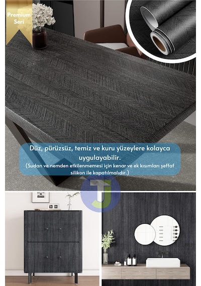 Technojet Kendinden Yapışkanlı Dokulu Balıksırtı Desen Premium Mutfak Duvar Dolap Kaplama 60cmx500cm