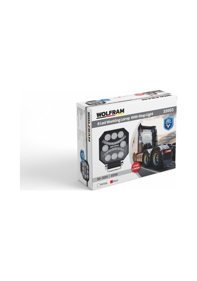 Led Çalışma Lambası Emojili 8 Led Beyaz + Kırmızı Spot Fonksiyonlu 10/30v E-belgeli 45w
