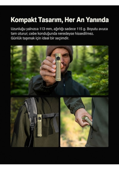 Olight Baton 4 Pro Siyah 1600 Lümen Şarjlı Led El Feneri 200 M Menzil, Usb-c, Ipx8