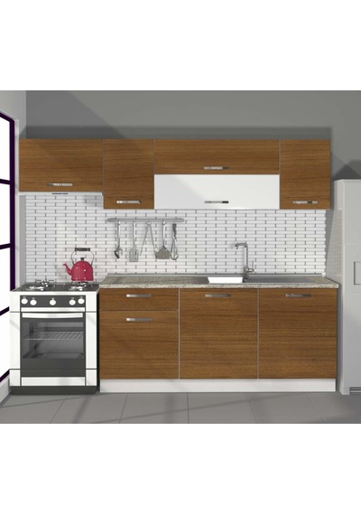 Decoraktiv Ekol 240 Mdf Hazır Mutfak Dolabı - Tezgah Dahil - Naturel Ceviz