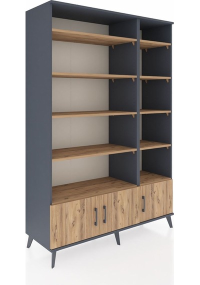 Hyperion Dolap 10 Raflı 3 Kapaklı 132x44x195 Antrasit-çam/çam Antrasit