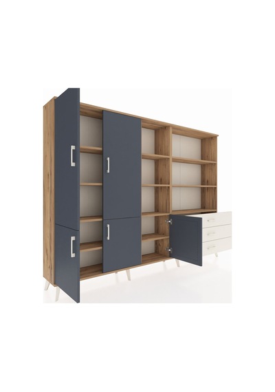 Arges Dolap 11 Raflı 3 Çekmeceli 5 Kapaklı 220x30x163 Çam-antrasit/aytaşı Antrasıt/aytası - Atlas Çam Arges Dolap 11 Raflı 3 Çekmeceli 5 Kapaklı 220x30x163 Çam-antrasit/aytaşı Antrasıt/aytası - Atlas Çam