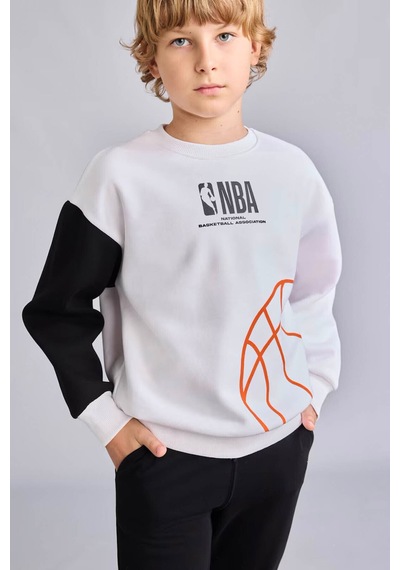 Defacto Nba Bisiklet Yaka İçi Yumuşak Tüylü Kalın Kumaş Sweatshirt Erkek Çocuk I2196a826wnwt34 Beyaz-wt34