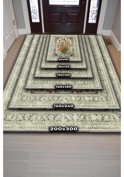Homshtag Art Deco Kır Çiçeği Vintage Halı Görünümlü Dijital Baskı Renkli Halı Rustik Çiçekli Halı Çok Renkli