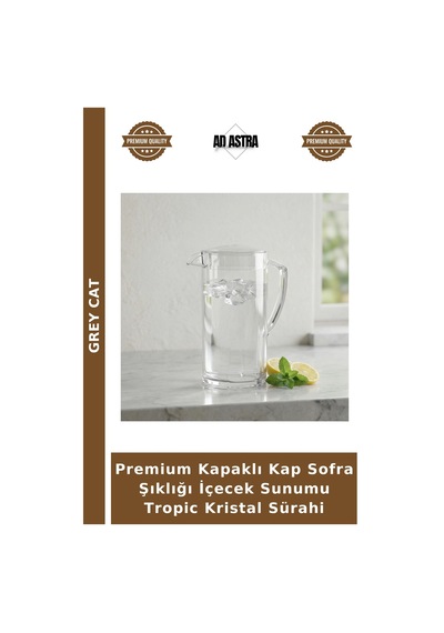 Premium Kapaklı Kap Sofra Şıklığı İçecek Sunumu Tropic Kristal Sürahi