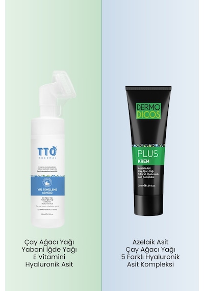 Tto Aplikatörlü Yüz Temizleme Köpüğü 200 ML + Dermodicos Plus Krem 30 ML