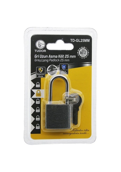 Tudor Td-gl25mm Vakumlu 25mm Gri Uzun Kancalı Asma Kilit- 12'li Paket Diğer