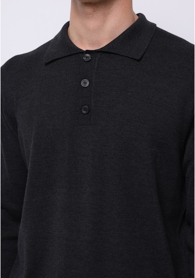 Colin's Colins Regular Fit Polo Yaka Jakarlı Erkek Antrasit Kazak Cl1076070 Q1.v2 Anm Antra Melanj