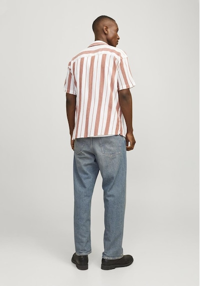 Jack & Jones Erkek Rahat Kesim Çizgili Gömlek - Luke 12255235 Maple Syrup Kiremit