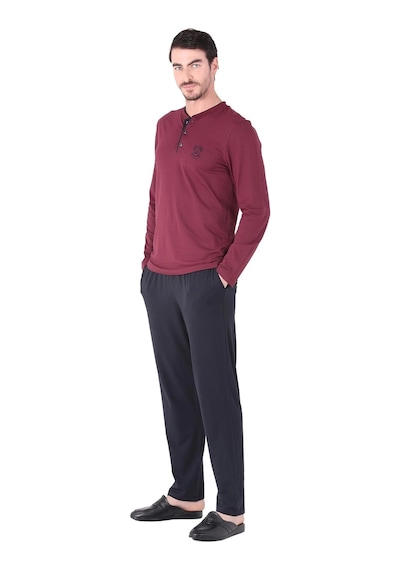 D's Damat 221001 Uzun Kol Pijama Takımı Bordo