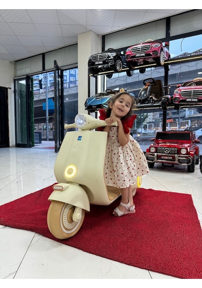Poyraz Akülü Büyük Boy Vespa Akülü Motor 12v 2-10 Yaş Bej
